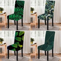 nordic style leaf pattern spandex anti dirty dining chair cover one piece elastic seat cover anti fouling cushion cover 1pc