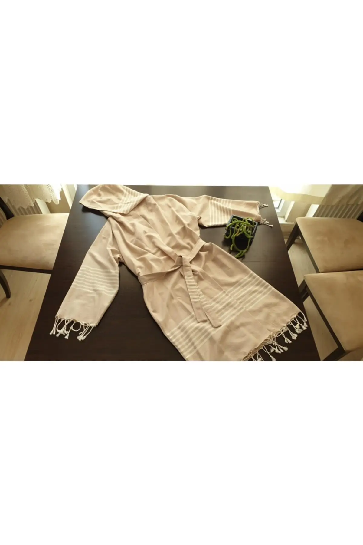 

Женский парео с капюшоном, Полосатый бежевый халат, одежда для купания, платье, сексуальный костюм-туника, пляжная одежда, женский пляжный ч...