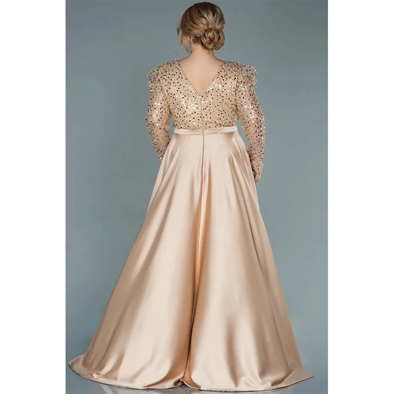 Plus Size Prom Luxury Shiny Apricot Multicolor Satin Evening Dress 4XL5XL Party Banquet Grand NoblePlus Size Evening Desses