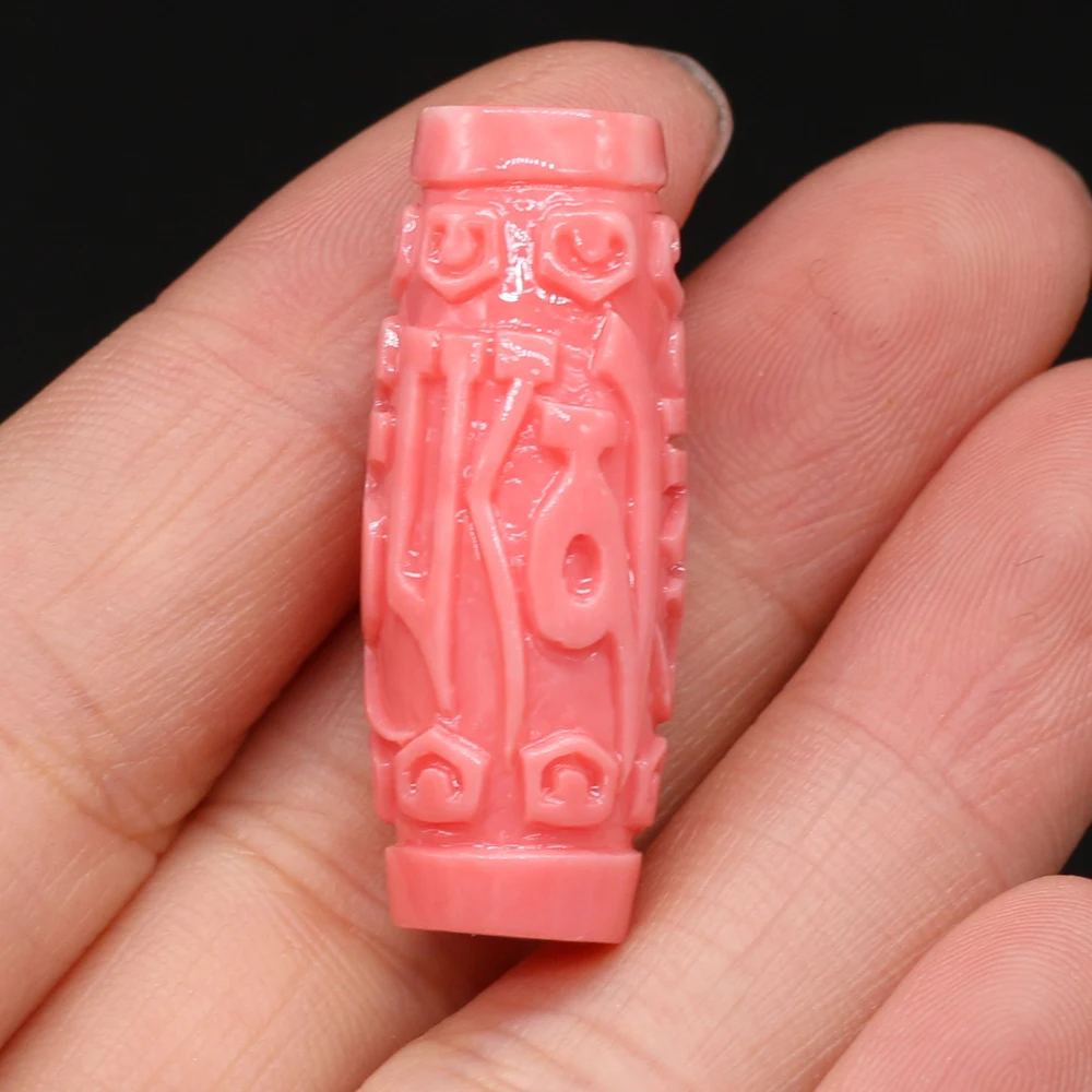 

10Pcs Hot Sale Natural Pink Coral Pendant Cylindrical Through-Hole Beads For Jewelry Making DIY Necklace Bracelet Accessory