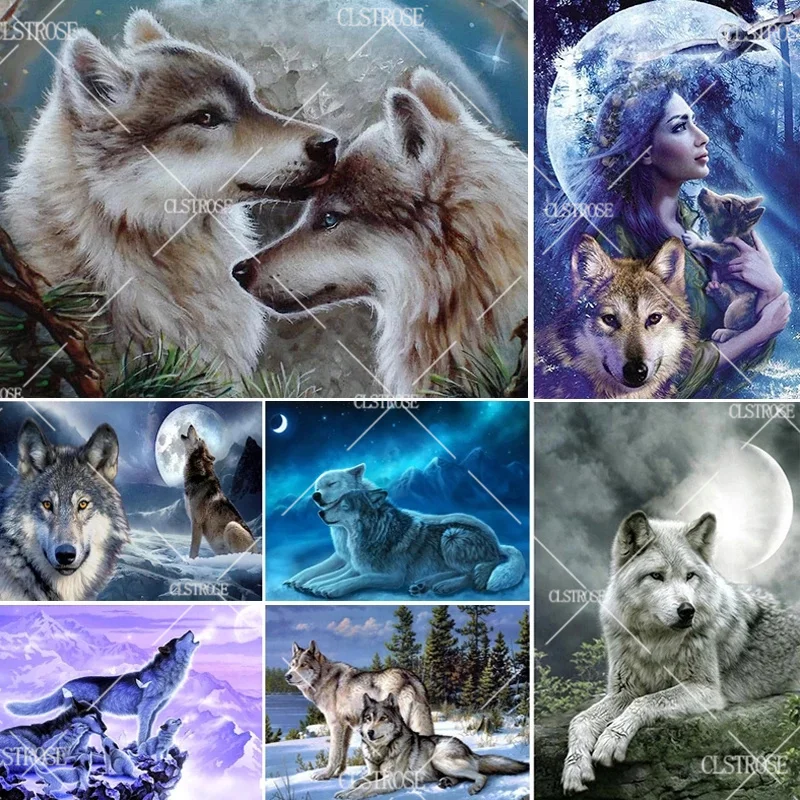 

5D Diy Diamond Painting Embroidery Mosaic Cross Stitch of Rhinestone Home Decoration Animal Wolf Wall Art Pictures