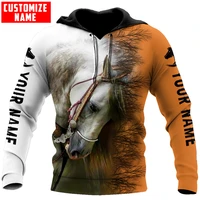 personalized name premium love horse 3d printed mens hoodies sweatshirt autumn unisex zipper hoodie casual sportswear dw893