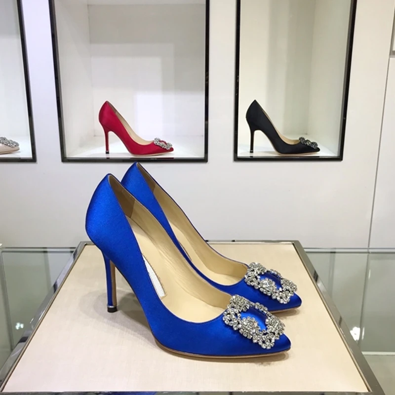 European and American spring and autumn classic ladies shoes diamond buckle decorative shoes