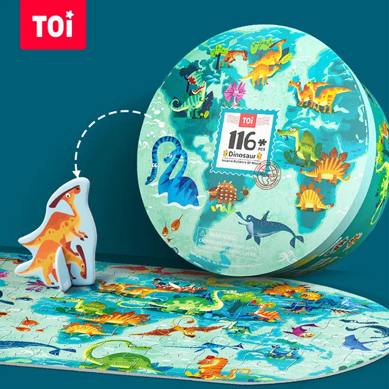 

TOI Children Puzzle 116/246PCS World Map/Dinosaur Jigsaw Montessori Kid Educational Toy for 5-7Year Old Child Enlightenment Gift