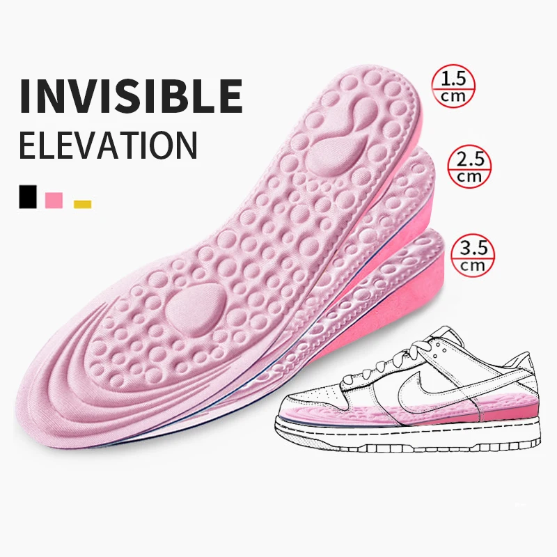 Invisible Height Increased Insoles for Women Shoes Inner Sole Shoe Insert Lift Heel Comfort EVA Heightening Feet Care Insoles