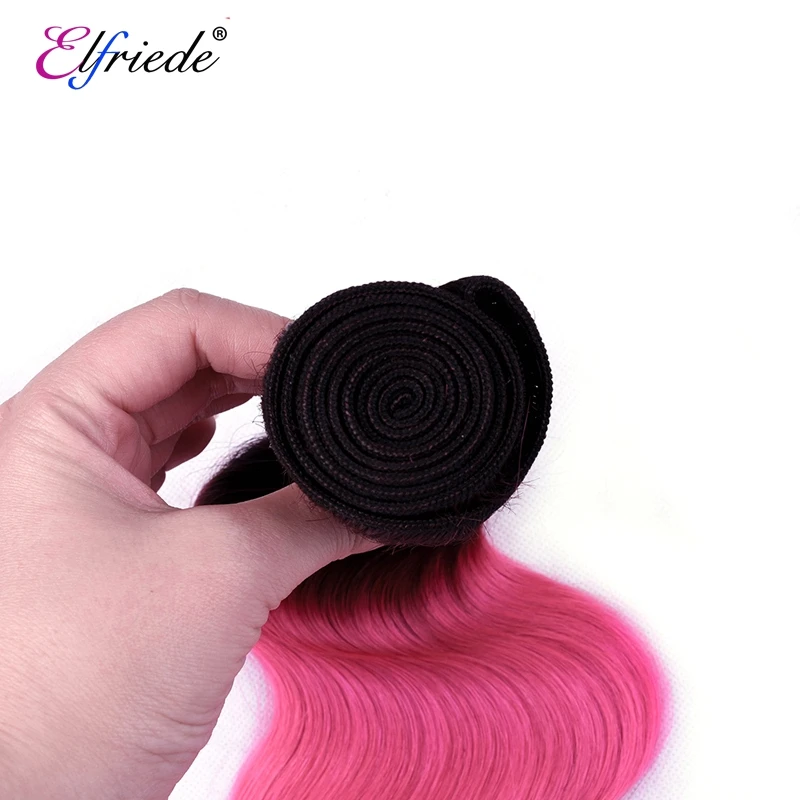 Elfriede Ombre 1B/розовые волнистые волосы с застежкой цветные человеческие 3