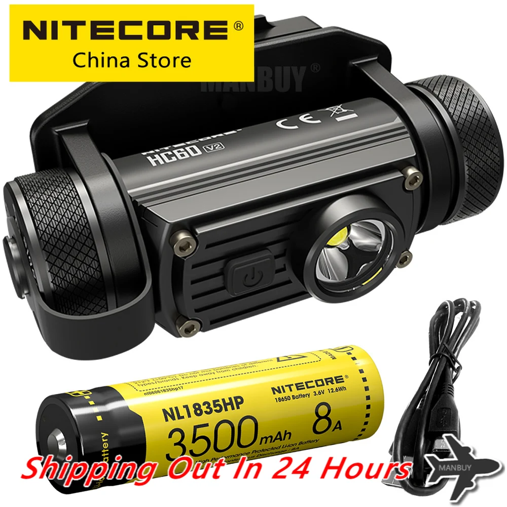 Genuine NITECORE HC60Mv2 1200LM Helmet Light with NL1835HP Battery USB-C Rechargeable NVG Mount Outdoor Hunting Fishing Headlamp