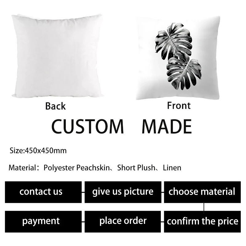 Наволочка с изображением листьев растений 45x5 см