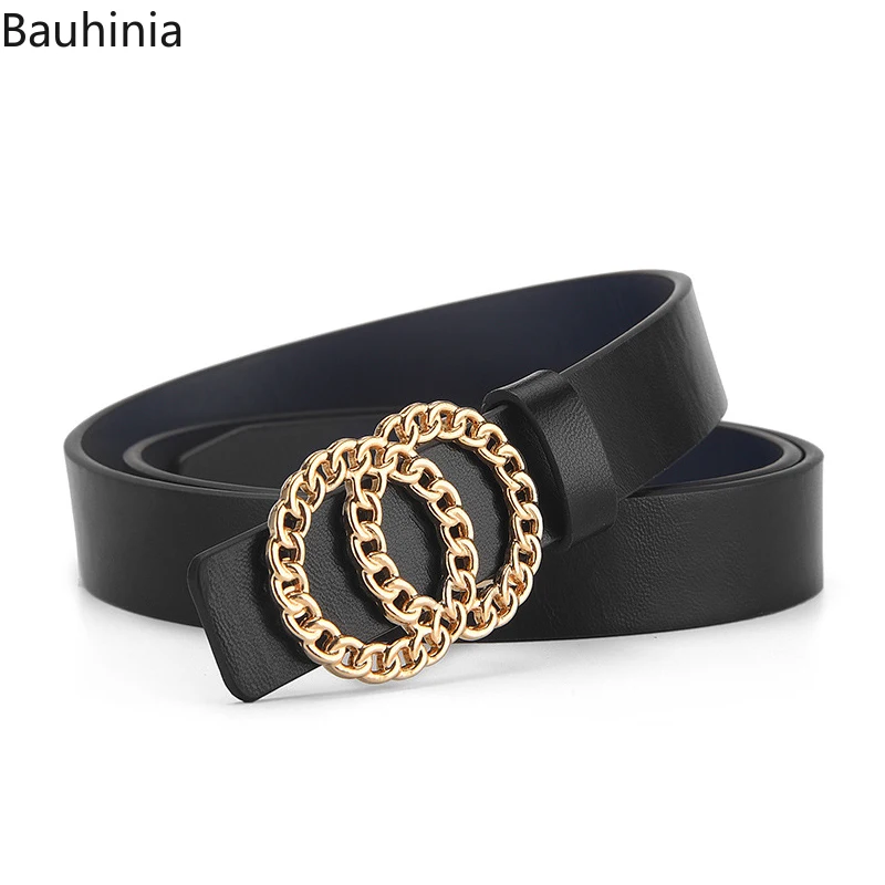 

Bauhinia простой дизайн 105*1,8 см Пряжка из сплава с двойным кольцом гладкий ремень модный универсальный ремень из искусственной кожи для женщин