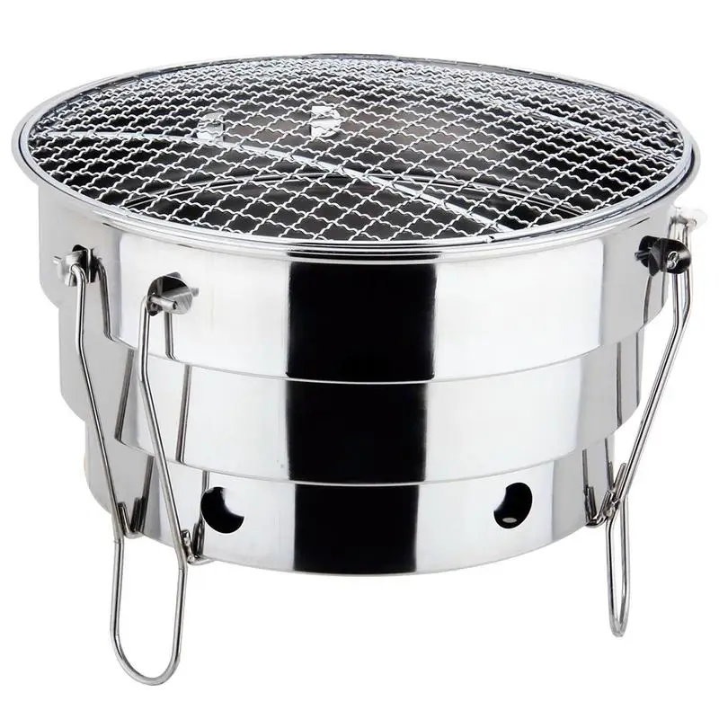 

Outdoor Portable BBQ Grill Folding Split Stainless Steel Fire Pit Cooking Supplies Indoor Camping Picnic Charcoal Grill Burner