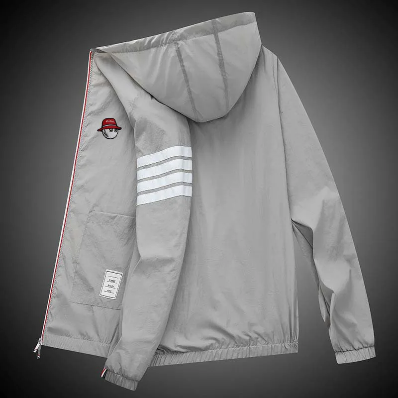 Men's Malbon Embroidery Logo Skin Golf Jacket Quick Dry Sunscreen Waterproof UV Thin Outwear Ultra-Light Breathable Hooded Coat