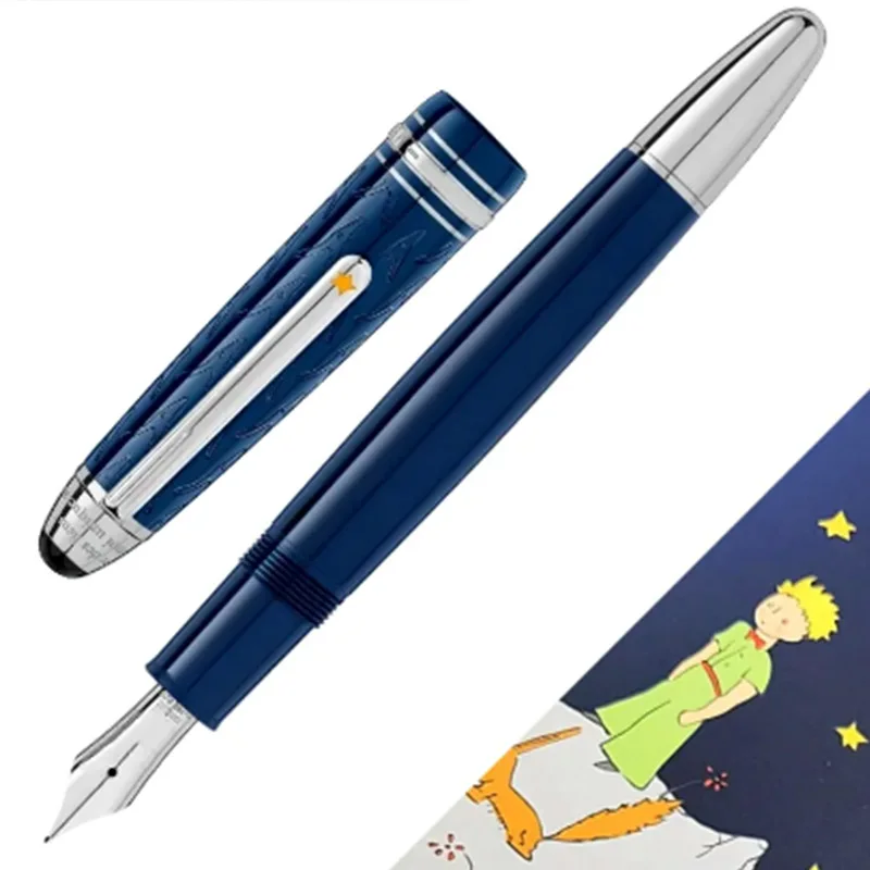 

New Little Prince Deep Blue Resin Pen, Business Office Writing Ball Pen, including serial number Korean Stationery Hand New Pen