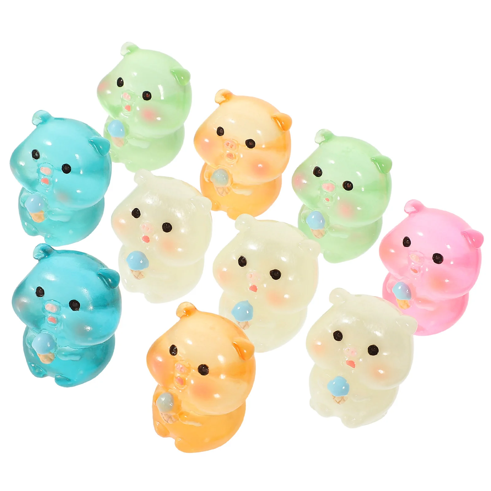 

10 Pcs Decor Miniature Models Accessories Figurines Small Resin Desktop Ornament Bookshelf Piggy