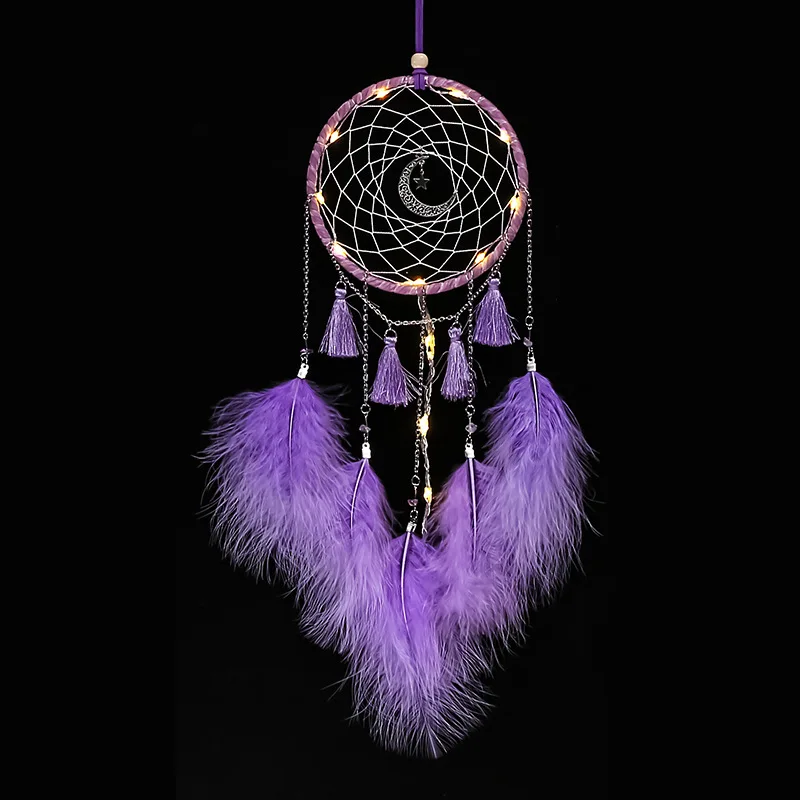 Светодиодная лампа Летающий Ловец снов освещение ручной работы подарок перо