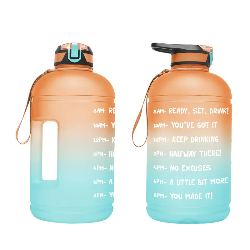 

3.78L Water Bottle Eco-friendly Large Capacity PET Motivational Time Marker Outdoor Gym Fitness Sports Large Capacity Jug