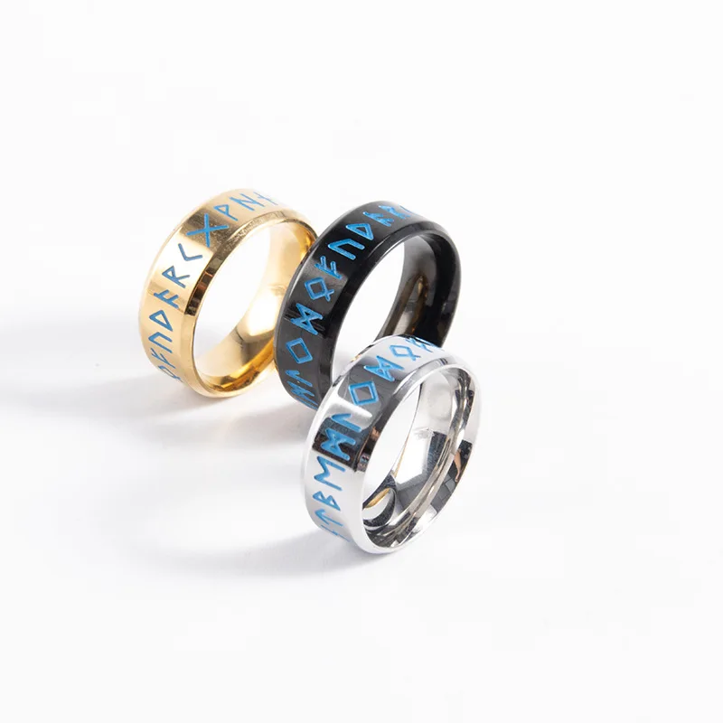 

Titanium Steel Ring Viking Text Titanium Steel Ring Fashion Trend Jewelry