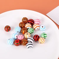 diy 16mm 20pcs new colorful striped wood bead custom wooden decoration crafts kids toy bracelet accessories for jewelry making