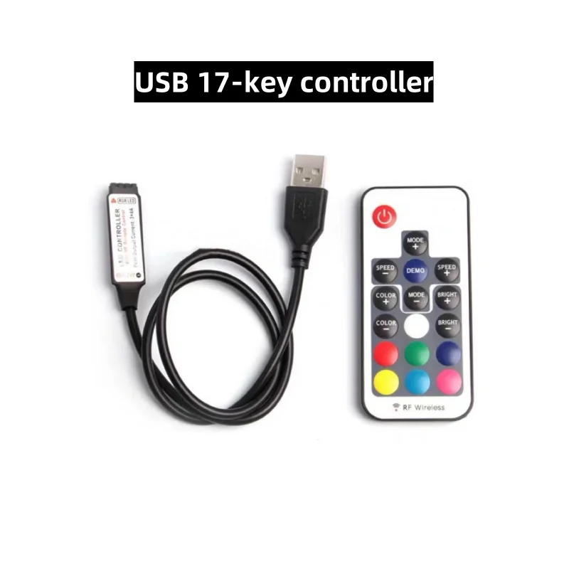 Контроллер светодиодных лент RGB USB DC5V Mini 3 11 17 24 клавиши RF Remote Wireless Dimme для COB SMD 5050 3528