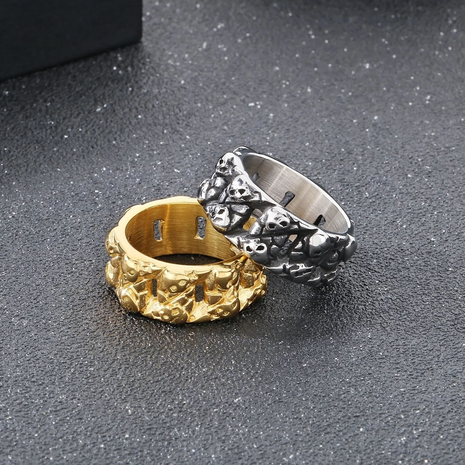 Fongten геометрический череп из нержавеющей стали мужское кольцо металлический