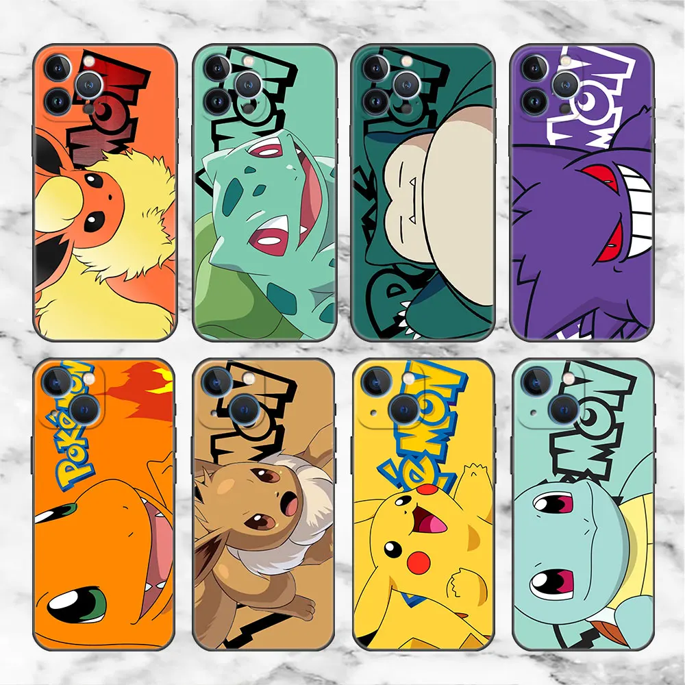 

Phone Case For iPhone 14 13 12 11 pro max 8 7 6 6S Plus XS Max XR X Bumper Back Fundas Cover Shell Funny Pikachu Pokemon