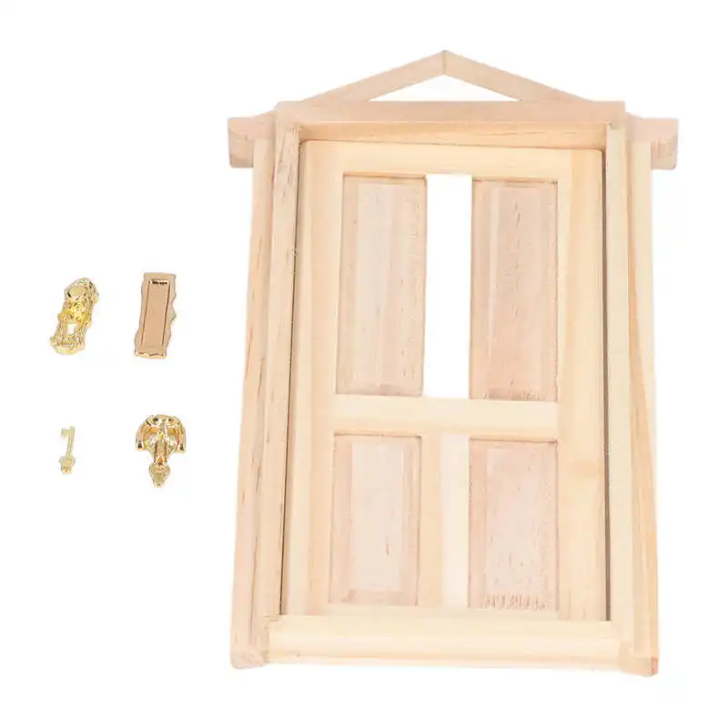 

Дверь для кукольного домика, деревянная мини-дверь, украшение для кукольного домика 1:12