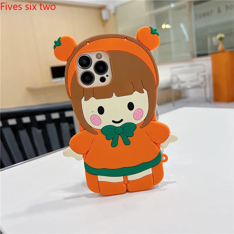 Мягкий силиконовый чехол с корейским мультяшным рисунком Super Cute 3D Orange Girl для Xiaomi