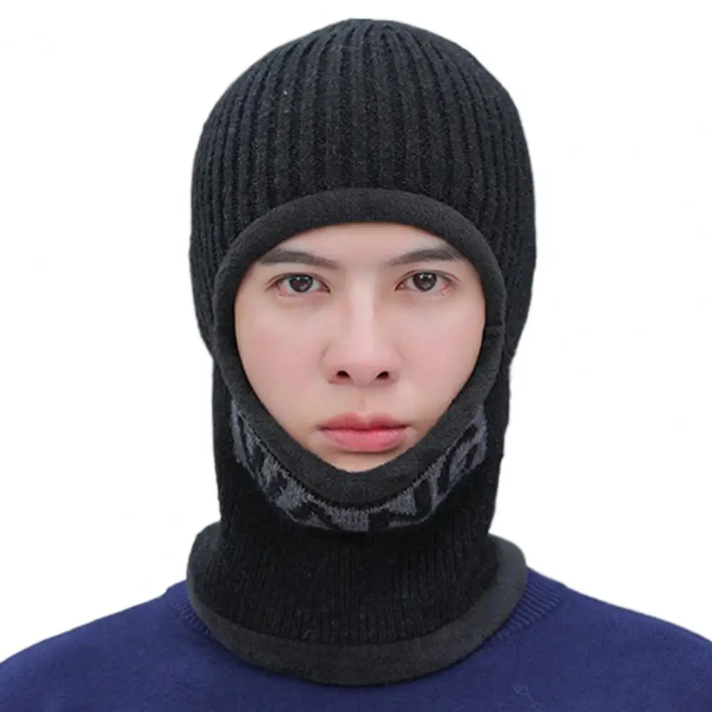 

Популярная однотонная теплая шапка для шеи из полиэстера, Мужская сплошная вязаная шапка с ушами