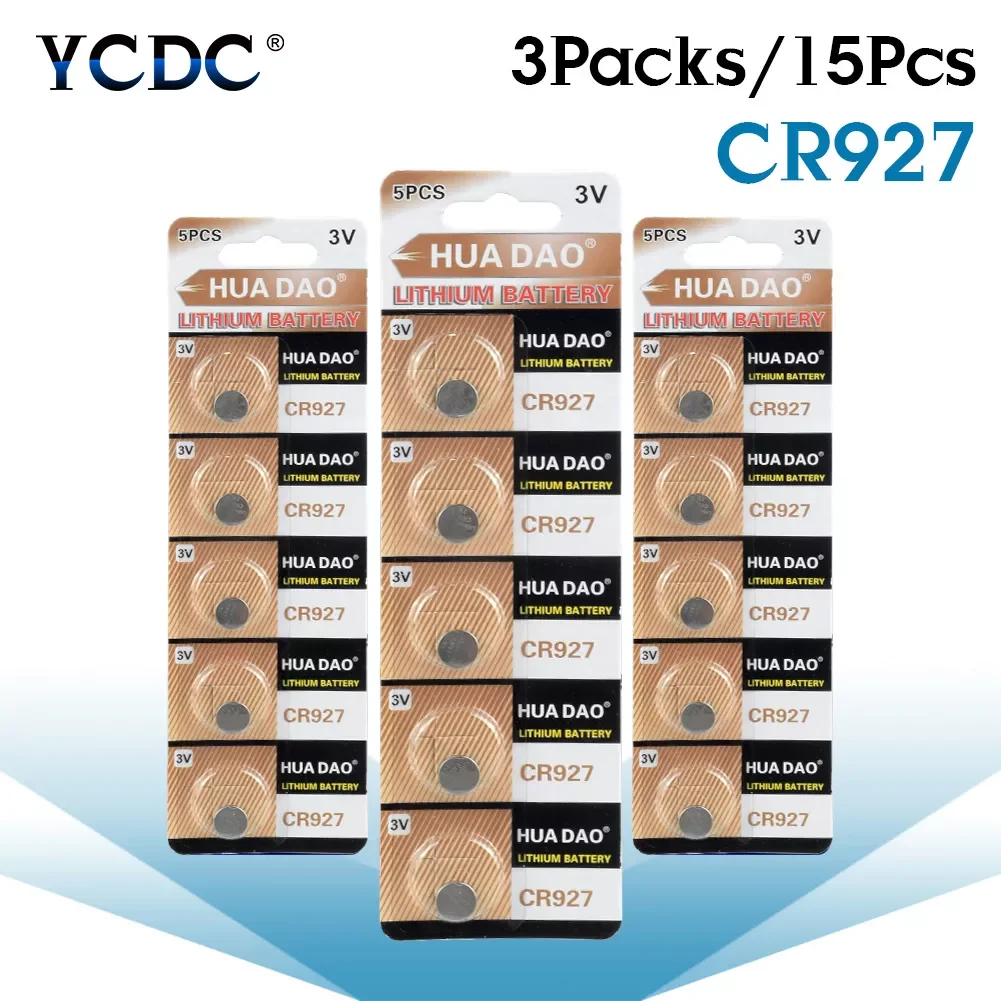 

2023NEW NEW YCDC 15pcs 927 DL927 BR927 BR927-1W CR927-1W 3 V CR927 Lithium Battery Remote Control Clock Watch Coin Cell Battery