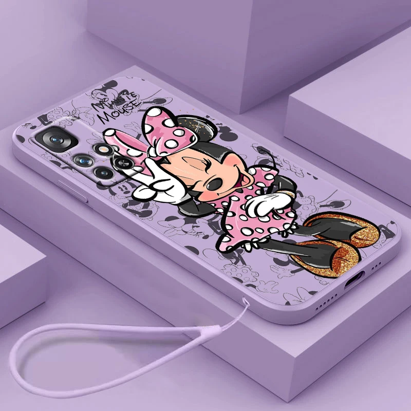 

Cute Disney Mickey Minnie For Redmi K60 K50 K40 K30 K20 10C X 9C T AT A 8A 7A Gaming Pro Plus Liquid Rope Phone Case