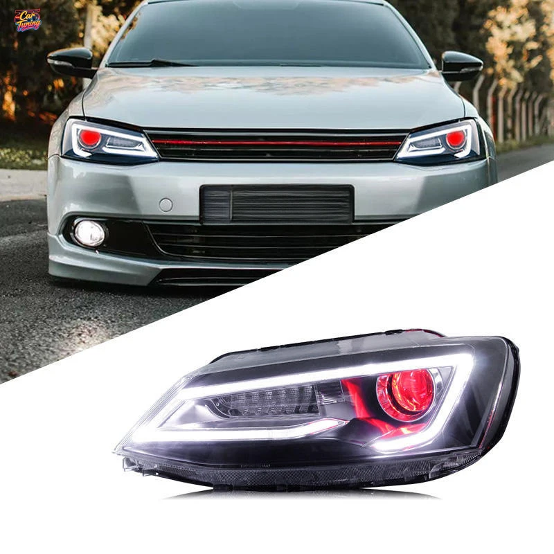 Фото Подходит для модификации фар Volkswagen New Sagitar в стиле Audi A5 с LED-дневными ходовыми огнями и биксеноновыми линзами. №1