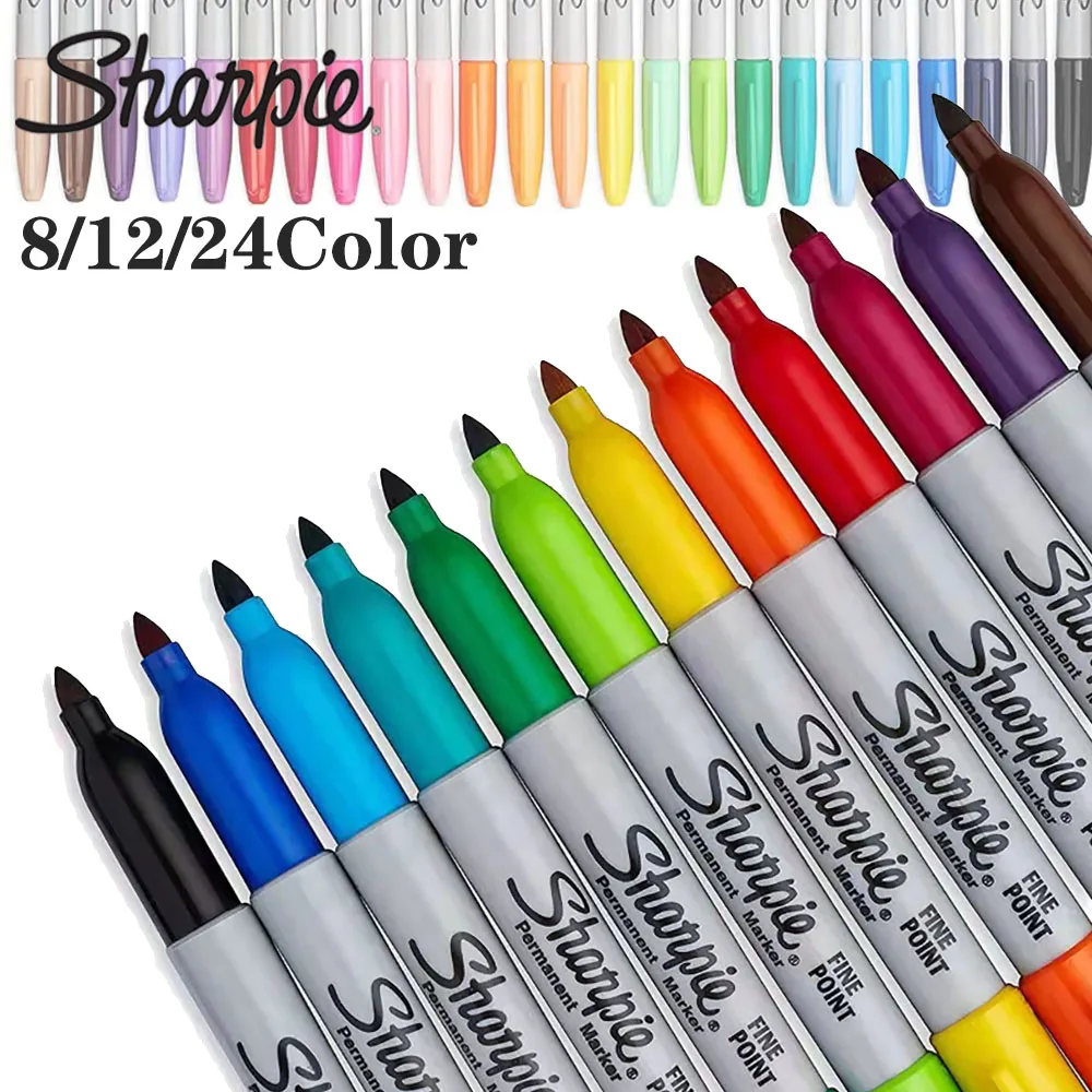 

American Sharpie Permanent Markers Set 8/12/24colors Eco-friendly Paint Marker Pen Waterproof Stationery Art Supplies