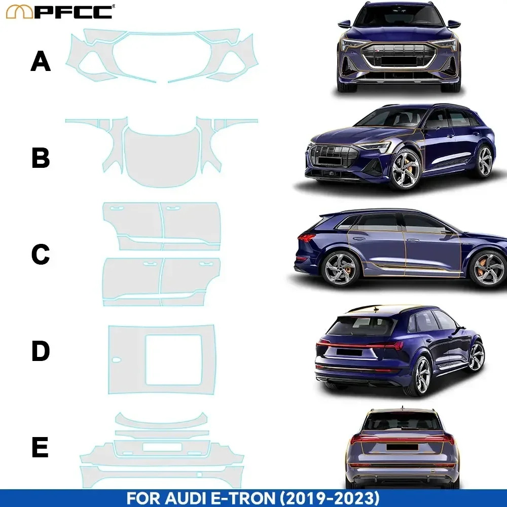Защитная пленка PPF для AUDI E-TRON 2019 2020 2021 2022 2023 прозрачный комплект из ТПУ против