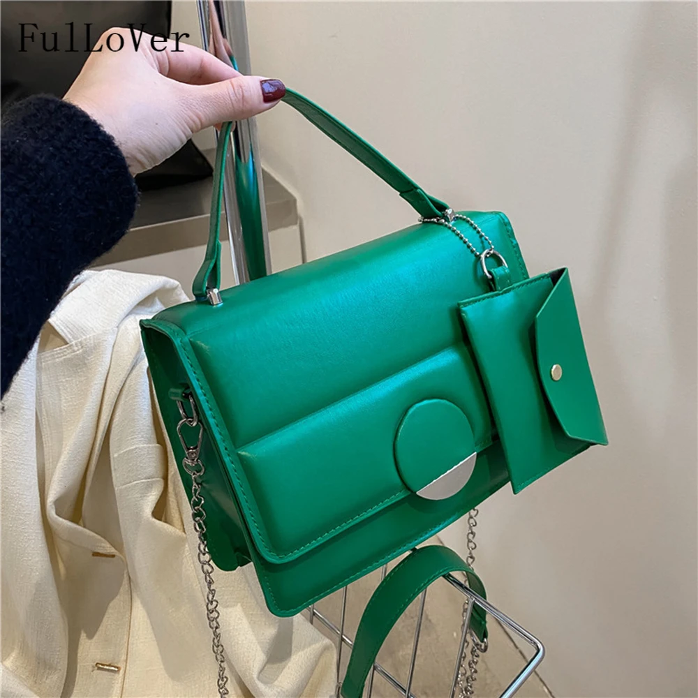 

Ladies Solid Color Handbags 2022 New Casual Simple Square Shoulder Bags Texture Messenger Bag Chain Designer Brand Purse And Bag