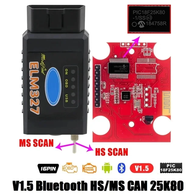 

10pcs/lot V1.5 ELM327 USB FTDI PIC18F25K80 Chip USB ELM 327 Forscan MS/HS CAN OBD2 Scanner OBDII USB Inteface Diagnostic Scanner