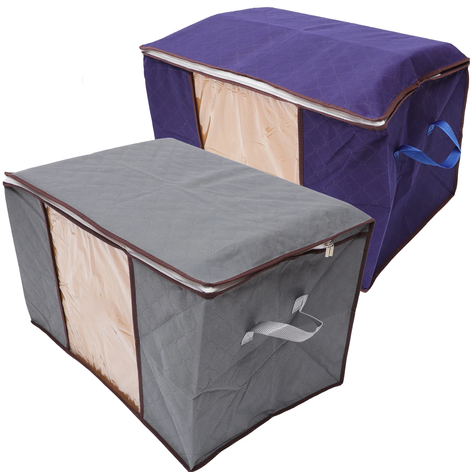 

2Pcs Clothes Storage Bags Breathable Underbed Storage Bag Foldable Storage Organizer with Clear Window