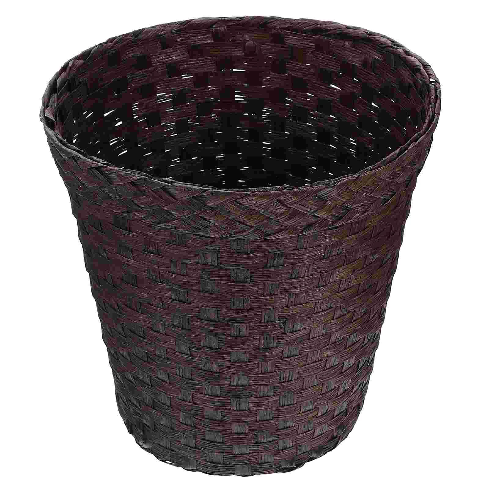 

Basket Can Trash Woven Waste Wicker Garbage Storage Rattan Baskets Bathroom Bin Wastebasket Bedroom Laundry Paper Container