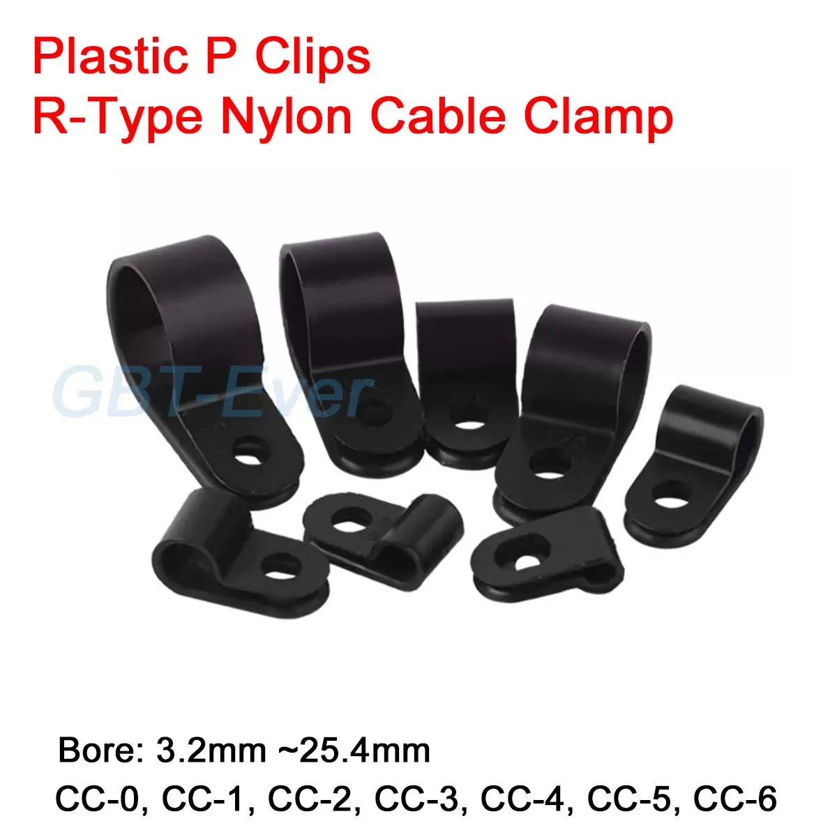 

Пластиковые кабельные зажимы P-образные черные