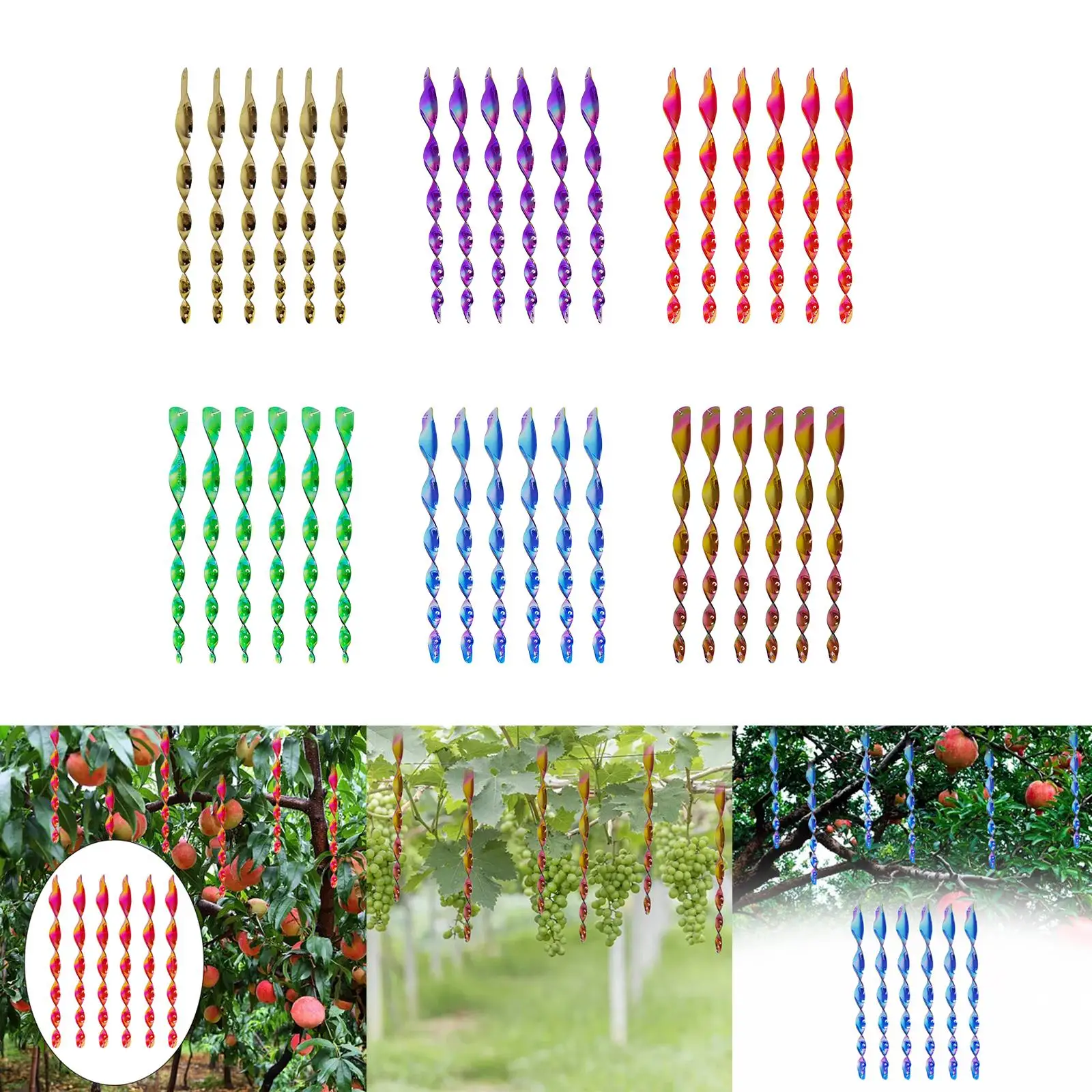 Светоотражающие спиральные штанги из репеллента для птиц 6 шт. 12 дюймов подвесное