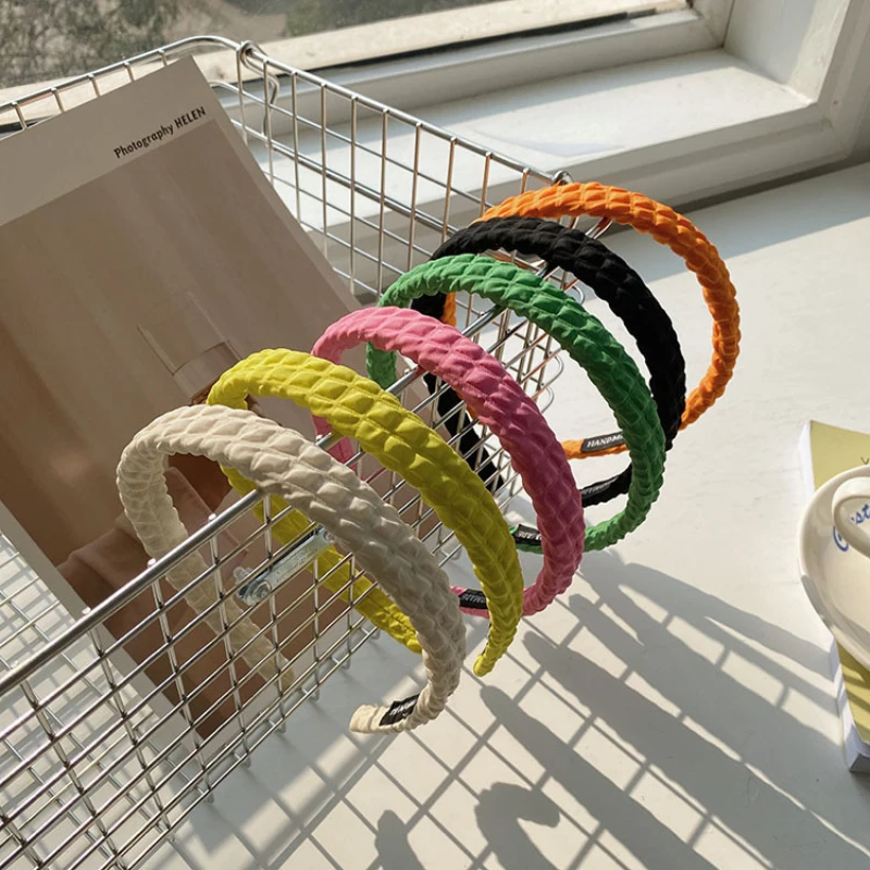 

Повязка для волос для мытья лица, обруч для волос для женщин, модные однотонные повязки для волос для девочек, клетчатая повязка на голову, г...