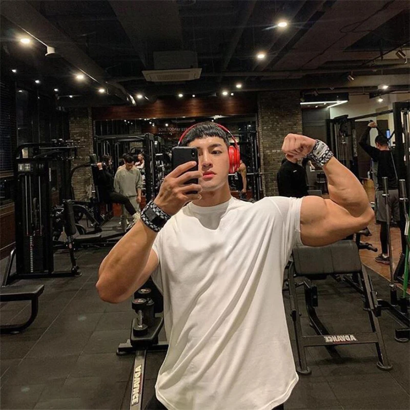 Футболка мужская для бега хлопковая Спортивная тенниска с коротким рукавом