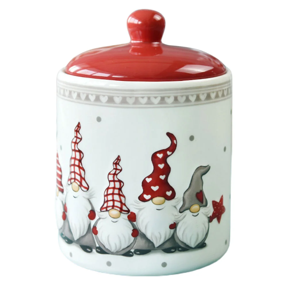 

1Pc Christmas Elements Food Tank Storage Container Cereals Storage Jar with Lid