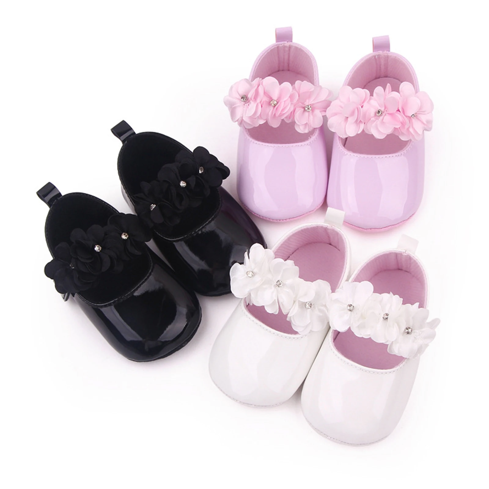 

Baby Girls Cute Moccasinss Shoes Soft Sole Flower Decor PU Leather Flats Shoes First Walkers Non-Slip Summer Princess Shoes