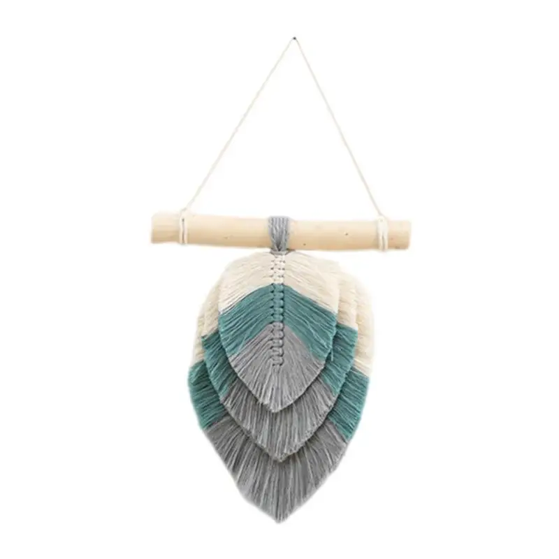 

Bohemian Macrame Wall Hang Tapestry Woven Leaf Dream Catcher With Tassel Cotton Side Rope For Home Living Room Bedroom Wedding