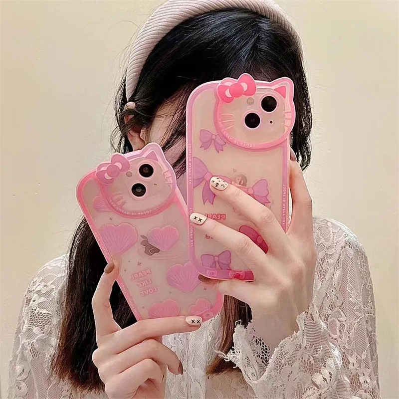 Чехол для телефона с милым жемчужным розовым бантом котом веб-камерой чехол iPhone 12