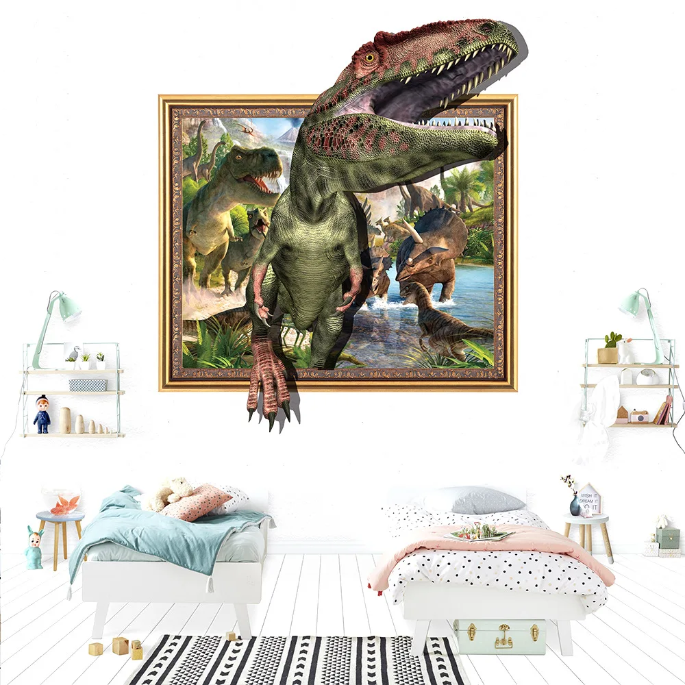 

3D Dinosaur Wall Sticker Jurassic Period Style Decorative Painting Boys Kids Living Room Children's Bedroom PVC Stickers