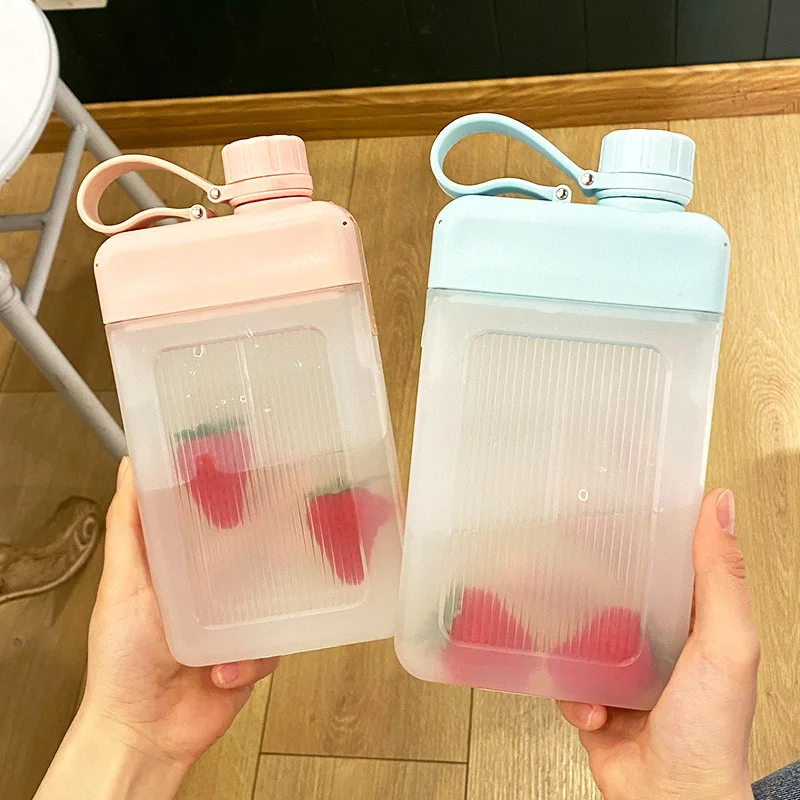 

Cute Water Bottle Flat Portable Mini Square Water Bottle Outdoor Travel Portable Pocket Water Bottle Sports Water Bottle Simple