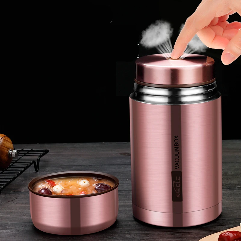 Food Thermal Jar Soup Gruel 316 Stainless Steel Vacuum Lunch Box Office Insulated Thermos Containers Spoon Bag 800/1000ML |