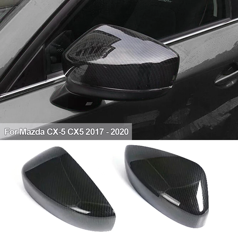 

2Pcs Side Door Mirror Carbon Fiber Look Rear View Rearview Caps Trim Car Covers Overlays Styling For Mazda CX-5 CX5 2017 2018 KF