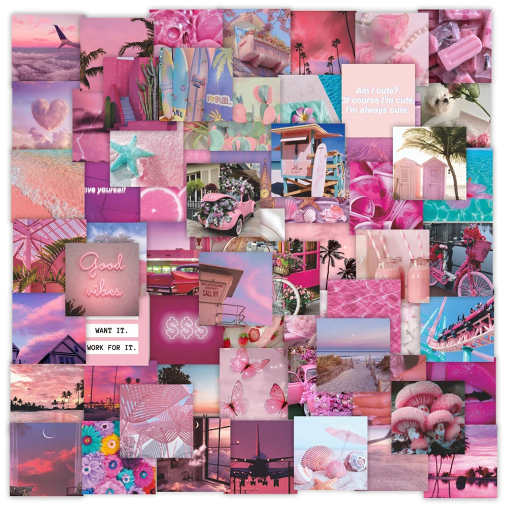 10/30/63 шт Ins стиль розовый пейзаж девушка наклейки эстетическая наклейка записная книжка дневник телефон украшение автомобиля наклейка детская игрушка