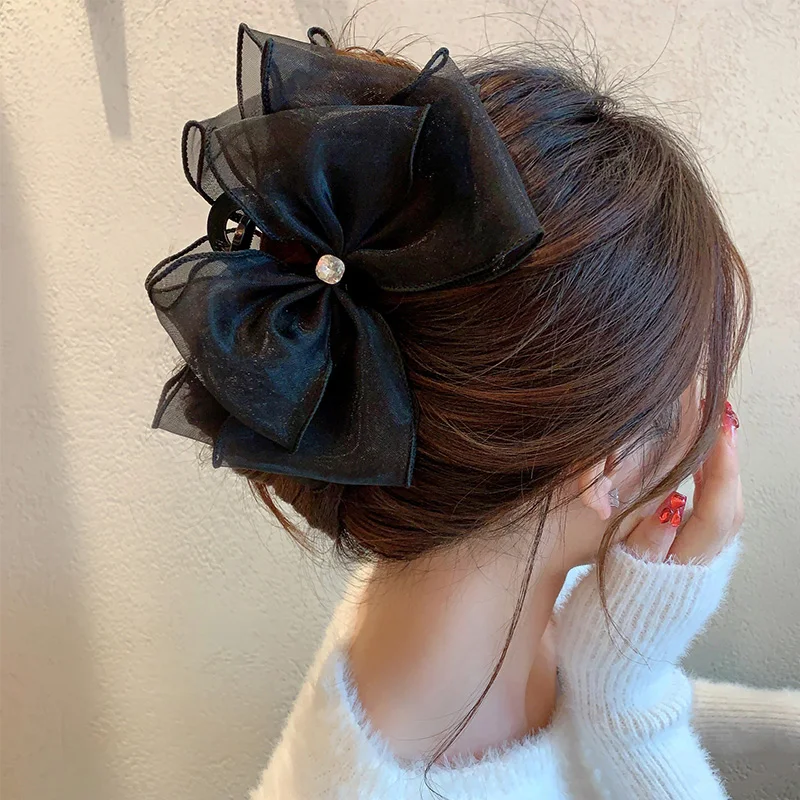 

1pc Black Lace Hair Bows Clips Double-layer Mesh Bowknot Side Hairpin Cute Barrettes Hair Accessories For Women Girls